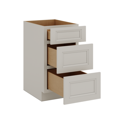 27LGDS Laguna Gray Double Shaker 3 Drawer Base Cabinet 12", 15", 18", 21", 24", 30", 33" & 36" Wide