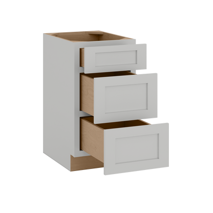 12", 15", 18", 21", 24", 30" & 36" Three Drawer Base Cabinet | RTA Unassembled | Northpoint Polar White Full Overlay