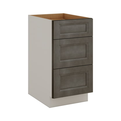 Huntington Cinder Double Shaker 3 Drawer Base Cabinet 12", 15", 18", 21", 24", 30", 33" & 36" Wide