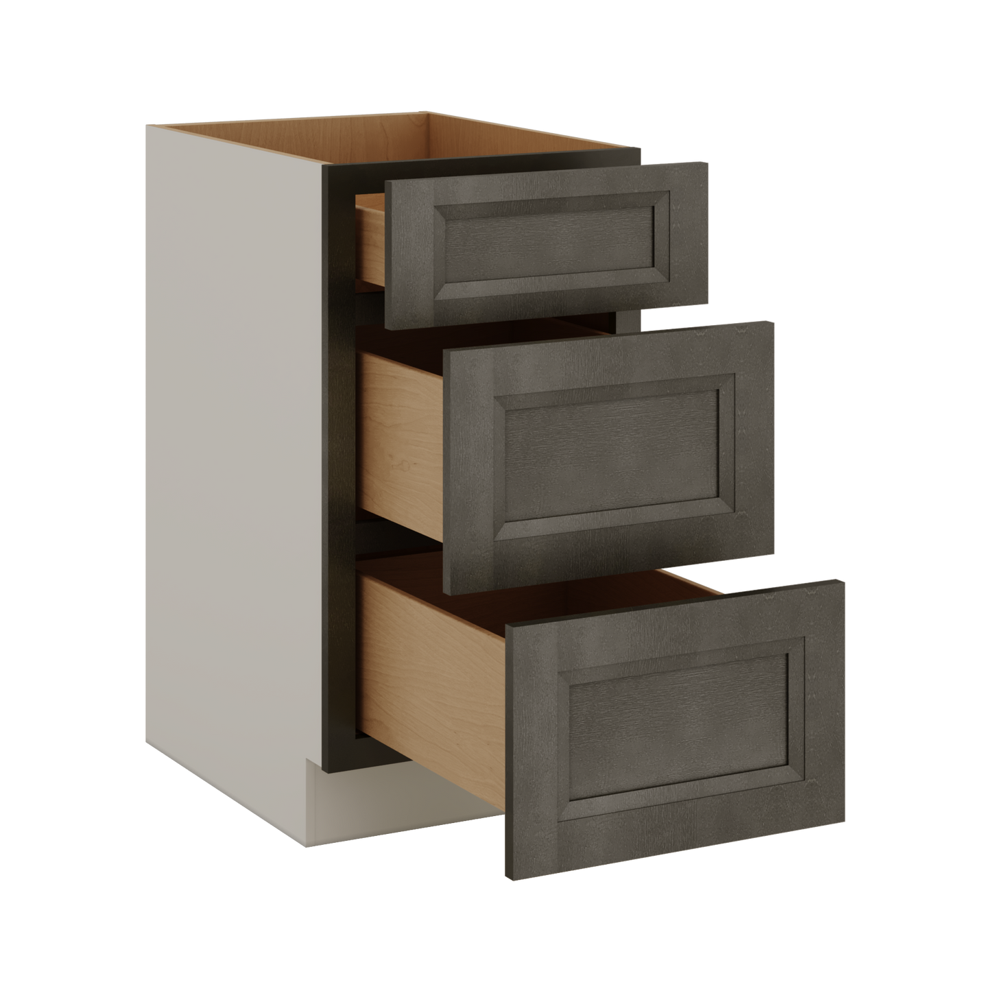 Huntington Cinder Double Shaker 3 Drawer Base Cabinet 12", 15", 18", 21", 24", 30", 33" & 36" Wide