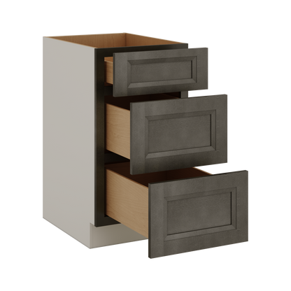 Huntington Cinder Double Shaker 3 Drawer Base Cabinet 12", 15", 18", 21", 24", 30", 33" & 36" Wide