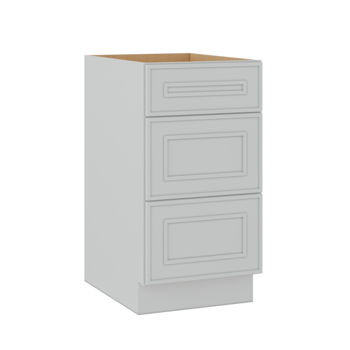 3 Drawer Base 12", 15", 18", 21", 24" & 30" Wide White Elegant Oak Craftsman Shaker 1-1/4" Overlay Base Cabinet