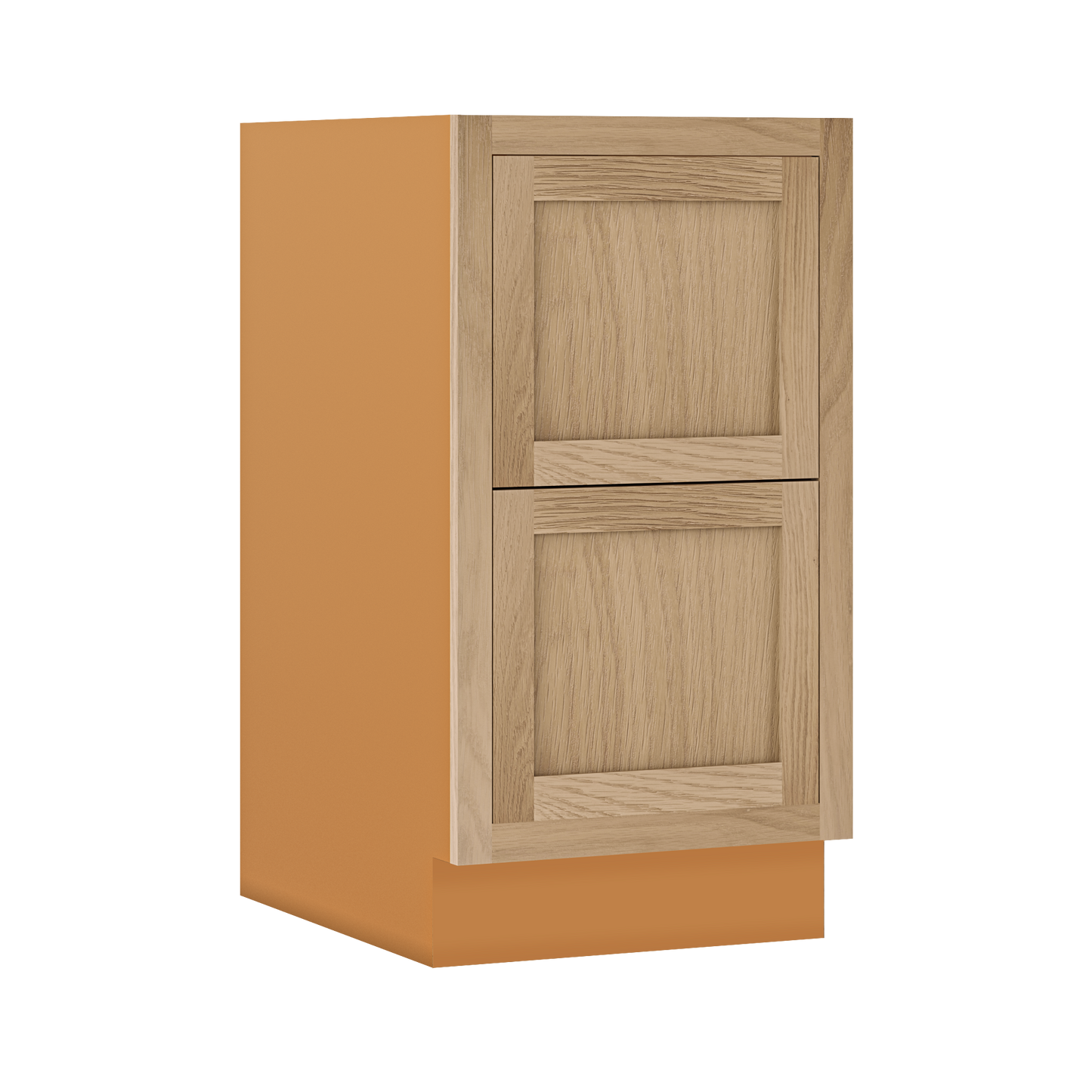 White Oak Shaker Inset Two Drawer Base Cabinet - Two Drawers - 12" - 36"  - Special Order