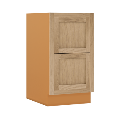 White Oak Shaker Inset Two Drawer Base Cabinet - Two Drawers - 12" - 36"  - Special Order