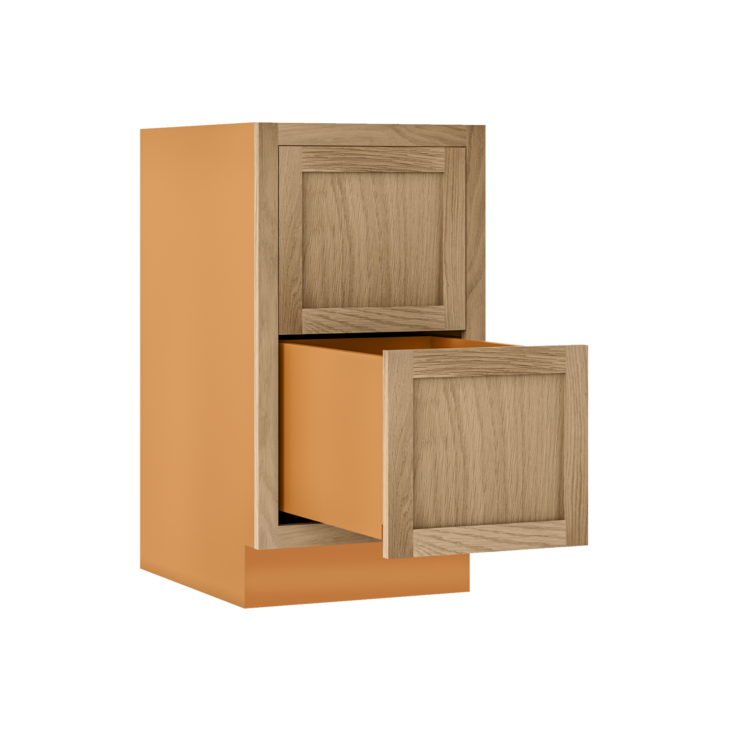 White Oak Shaker Inset Two Drawer Base Cabinet - Two Drawers - 12" - 36"  - Special Order