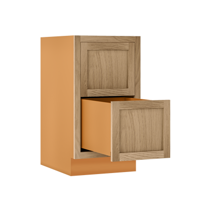 White Oak Shaker Inset Two Drawer Base Cabinet - Two Drawers - 12" - 36"  - Special Order