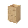 Sandstone Birch Shaker 1-1/4" Overlay 3 Drawer Base Cabinet 12", 15", 18", 21", 24", 30", 33" & 36" Wide