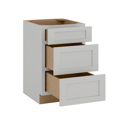 12", 15", 18", 21", 24", 30" & 36" Three Drawer Base Cabinet | RTA Unassembled | Northpoint Polar White Full Overlay