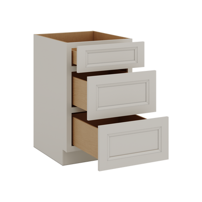 27LGDS Laguna Gray Double Shaker 3 Drawer Base Cabinet 12", 15", 18", 21", 24", 30", 33" & 36" Wide