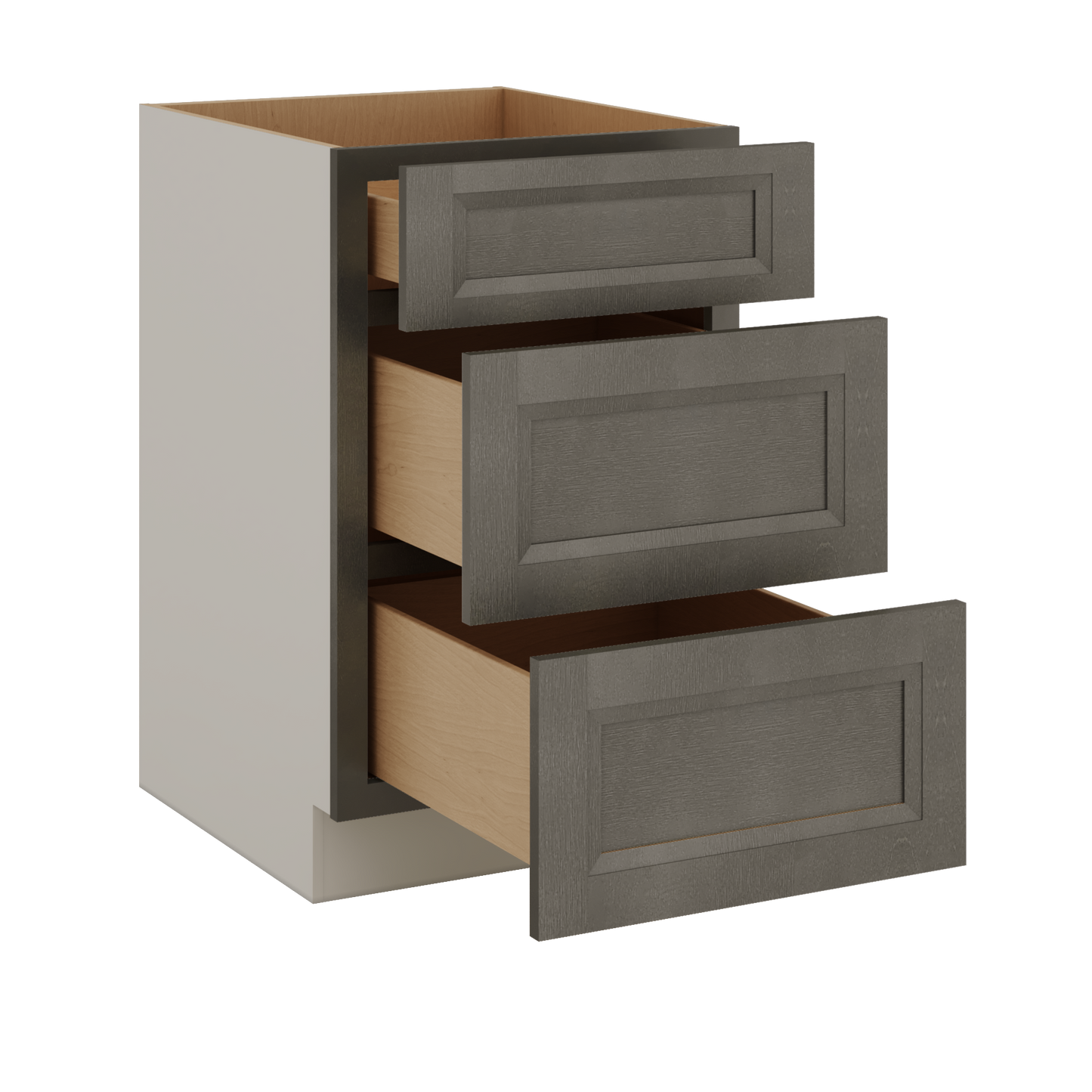Huntington Cinder Double Shaker 3 Drawer Base Cabinet 12", 15", 18", 21", 24", 30", 33" & 36" Wide