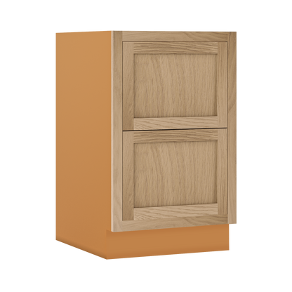 White Oak Shaker Inset Two Drawer Base Cabinet - Two Drawers - 12" - 36"  - Special Order