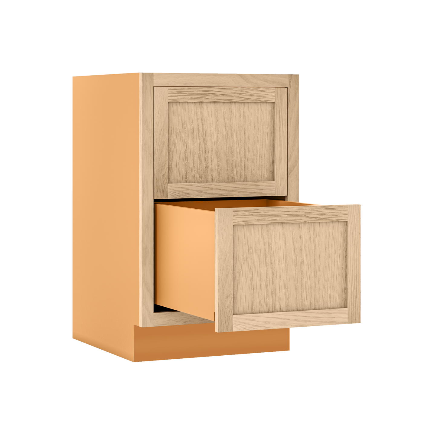 White Oak Shaker Inset Two Drawer Base Cabinet - Two Drawers - 12" - 36"  - Special Order