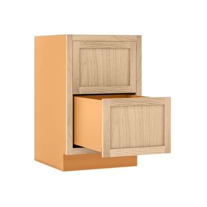 White Oak Shaker Inset Two Drawer Base Cabinet - Two Drawers - 12" - 36"  - Special Order