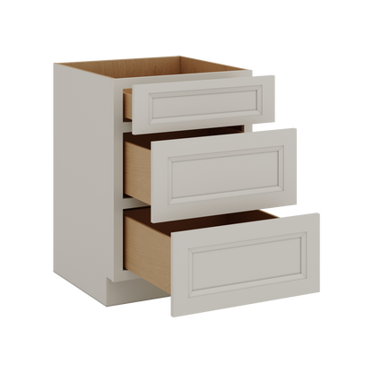 27LGDS Laguna Gray Double Shaker 3 Drawer Base Cabinet 12", 15", 18", 21", 24", 30", 33" & 36" Wide