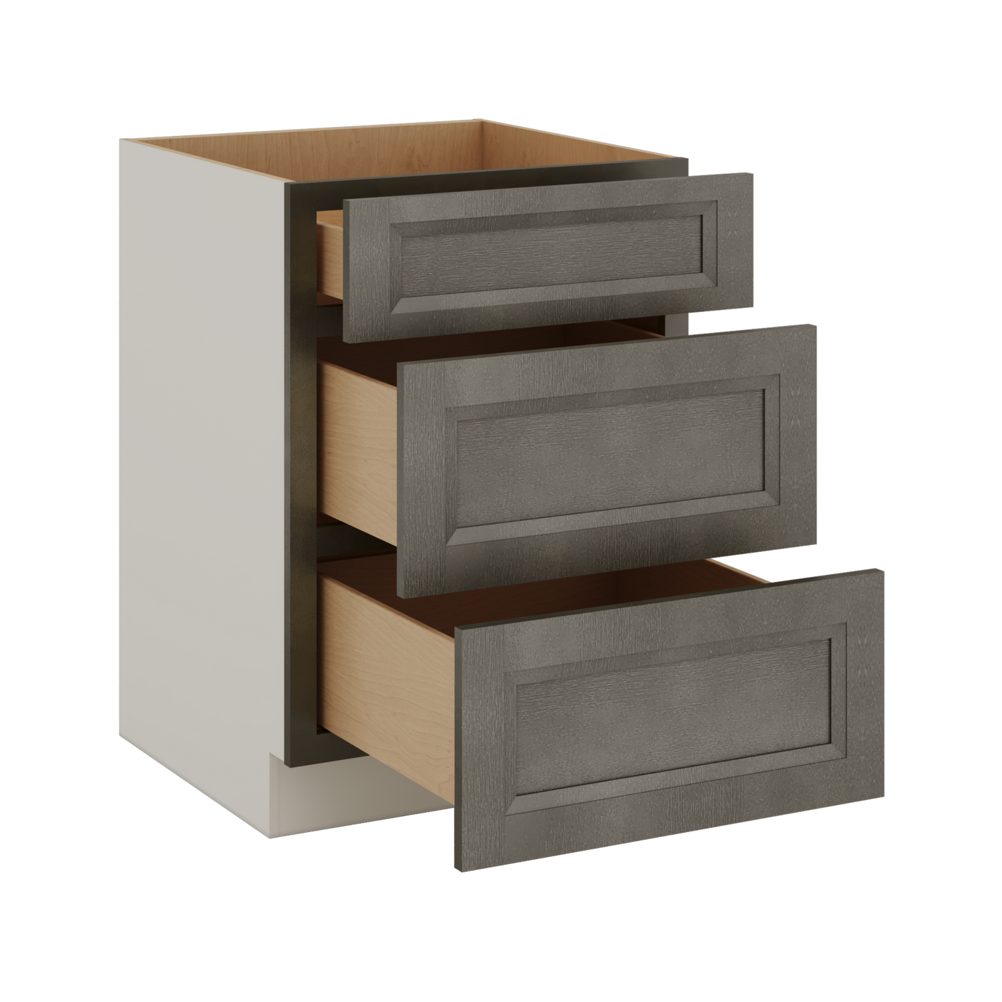 Huntington Cinder Double Shaker 3 Drawer Base Cabinet 12", 15", 18", 21", 24", 30", 33" & 36" Wide