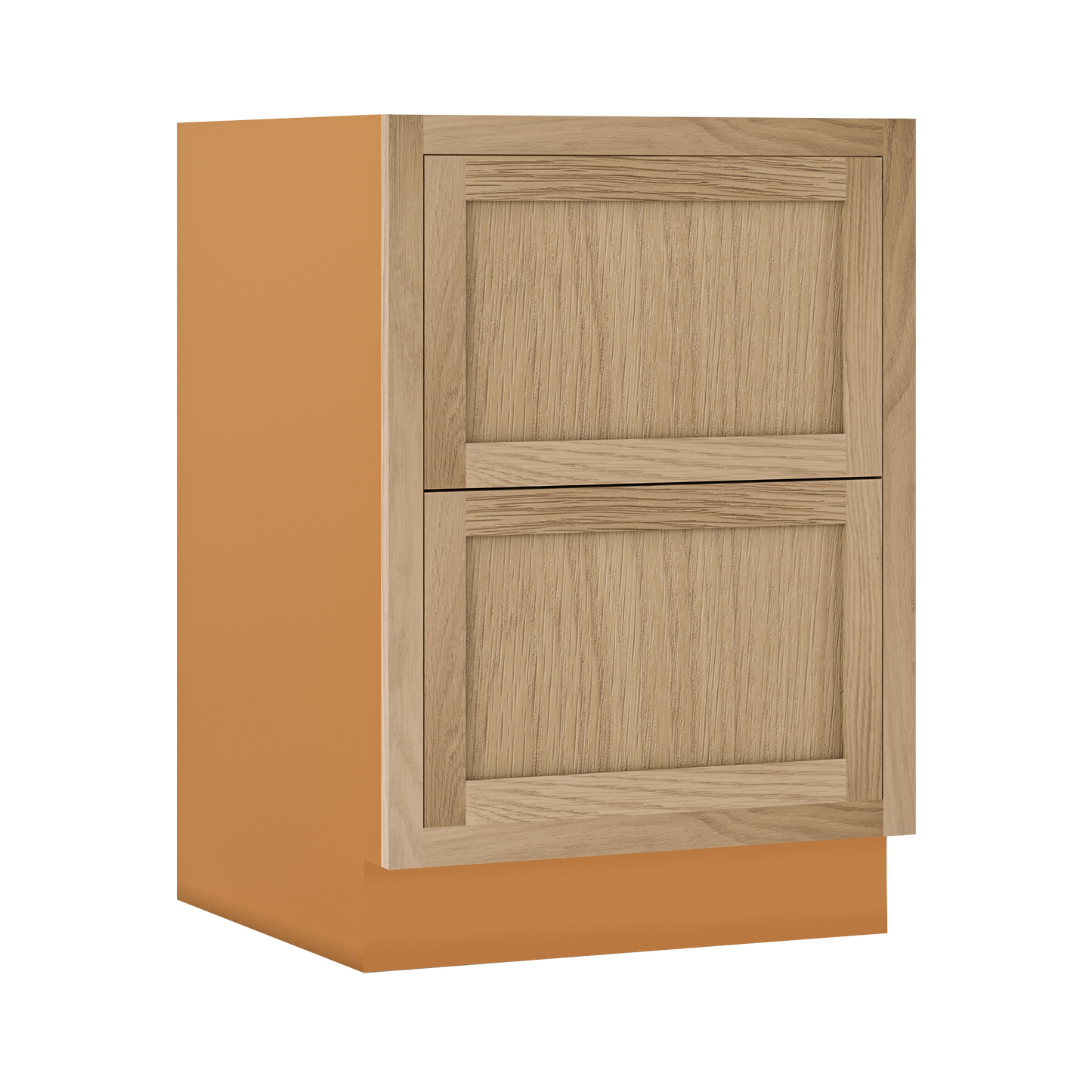 White Oak Shaker Inset Two Drawer Base Cabinet - Two Drawers - 12" - 36"  - Special Order