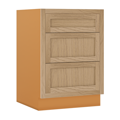 White Oak Shaker Inset Drawer Base Cabinet - 12", 15", 18", 21", 24" & 27" - Special Order