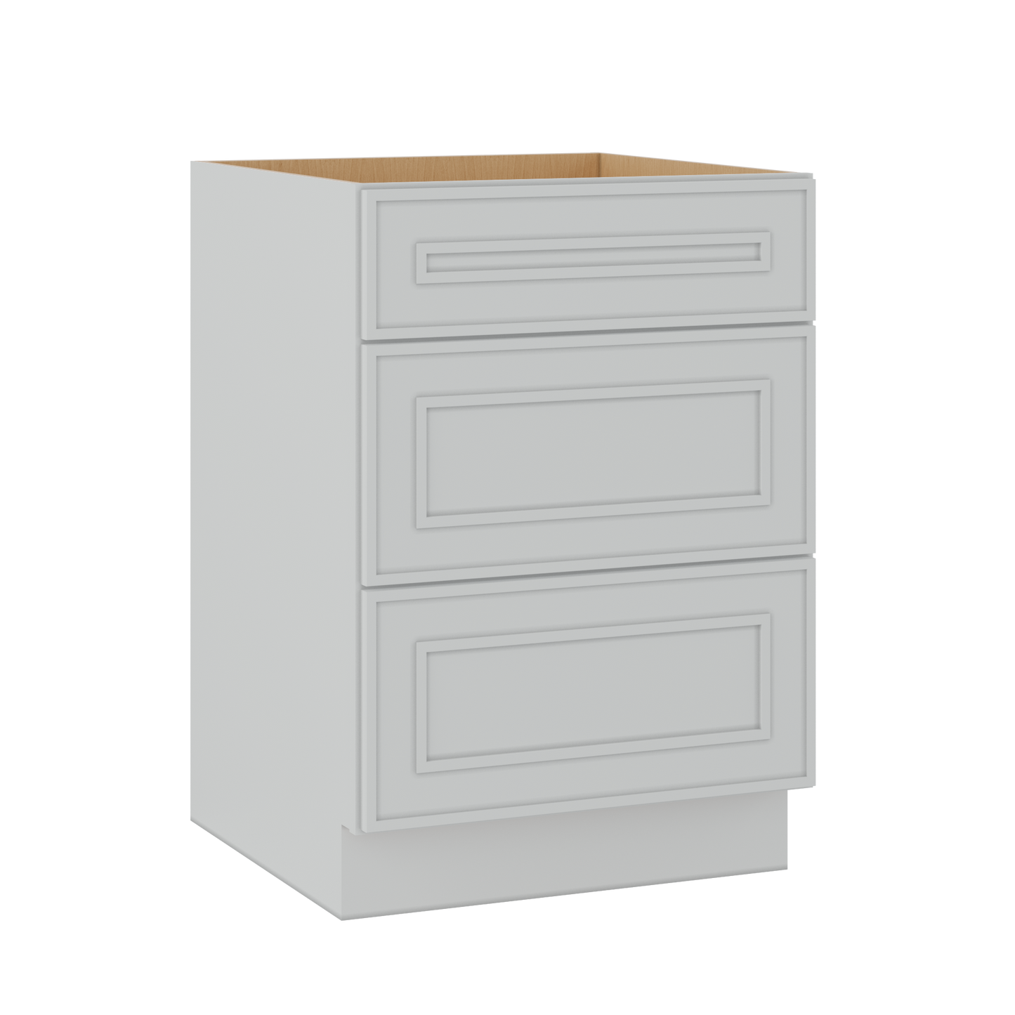 3 Drawer Base 12", 15", 18", 21", 24" & 30" Wide White Elegant Oak Craftsman Shaker 1-1/4" Overlay Base Cabinet