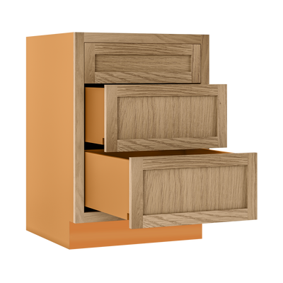 White Oak Shaker Inset Drawer Base Cabinet - 12", 15", 18", 21", 24" & 27" - Special Order