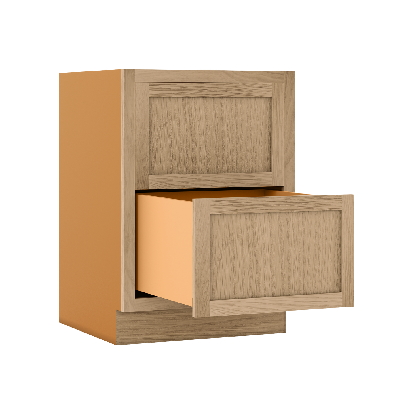 White Oak Shaker Inset Two Drawer Base Cabinet - Two Drawers - 12" - 36"  - Special Order