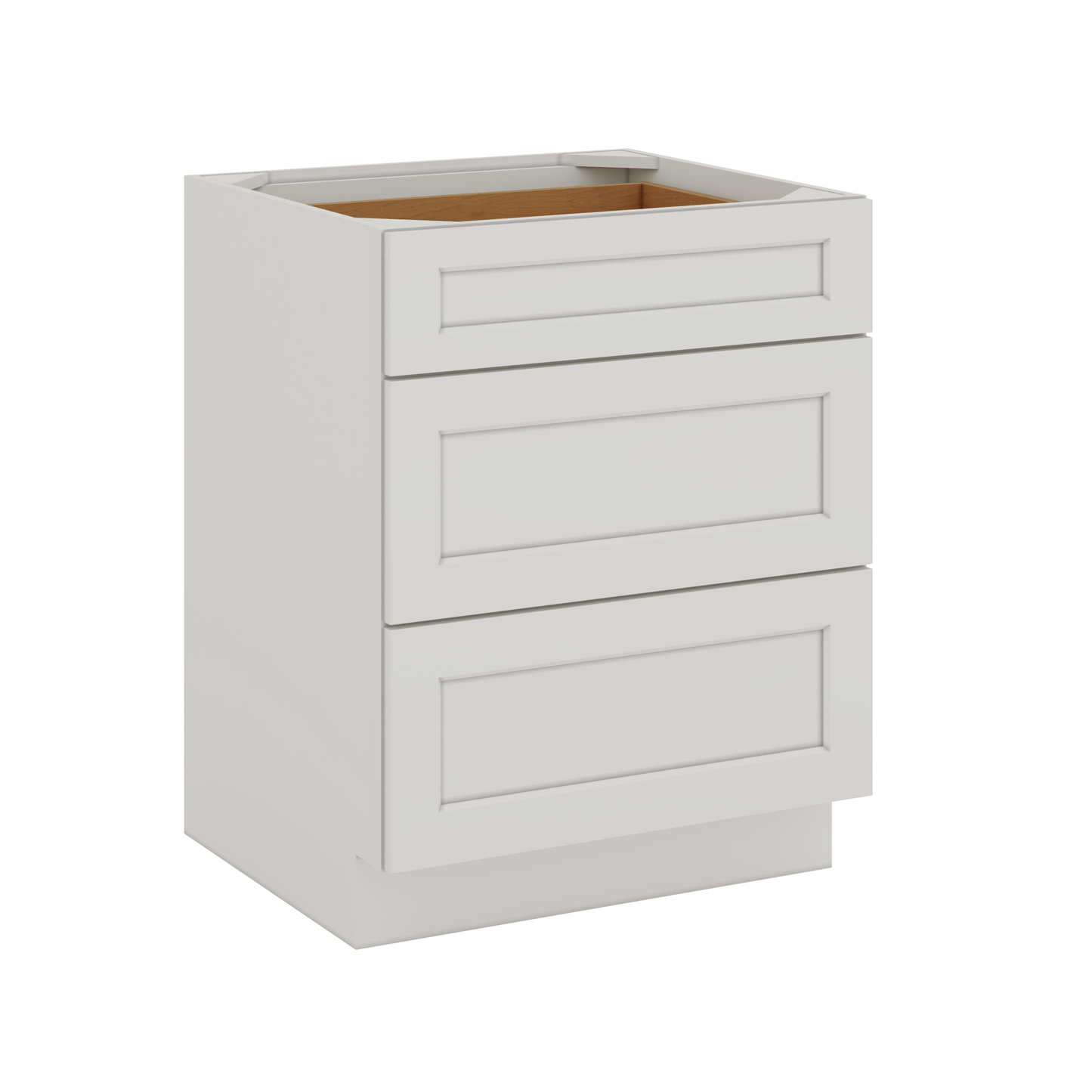 12", 15", 18", 21", 24", 30", 33" & 36" Three Drawer Base Cabinet Wide ICE White Shaker 1-1/4" Overlay CWS/CWB