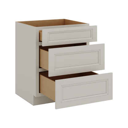 27LGDS Laguna Gray Double Shaker 3 Drawer Base Cabinet 12", 15", 18", 21", 24", 30", 33" & 36" Wide