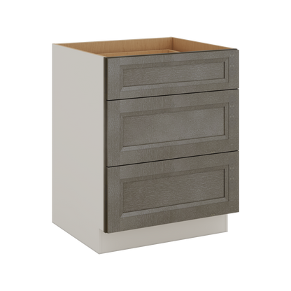 Huntington Cinder Double Shaker 3 Drawer Base Cabinet 12", 15", 18", 21", 24", 30", 33" & 36" Wide