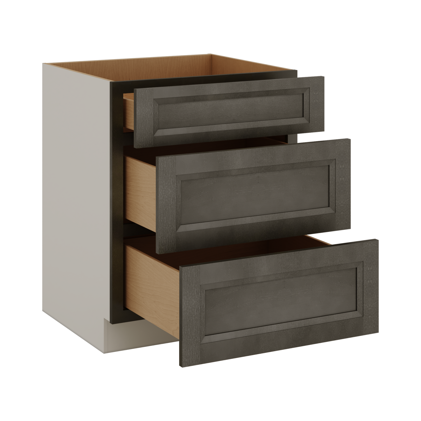 Huntington Cinder Double Shaker 3 Drawer Base Cabinet 12", 15", 18", 21", 24", 30", 33" & 36" Wide