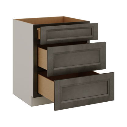 Huntington Cinder Double Shaker 3 Drawer Base Cabinet 12", 15", 18", 21", 24", 30", 33" & 36" Wide