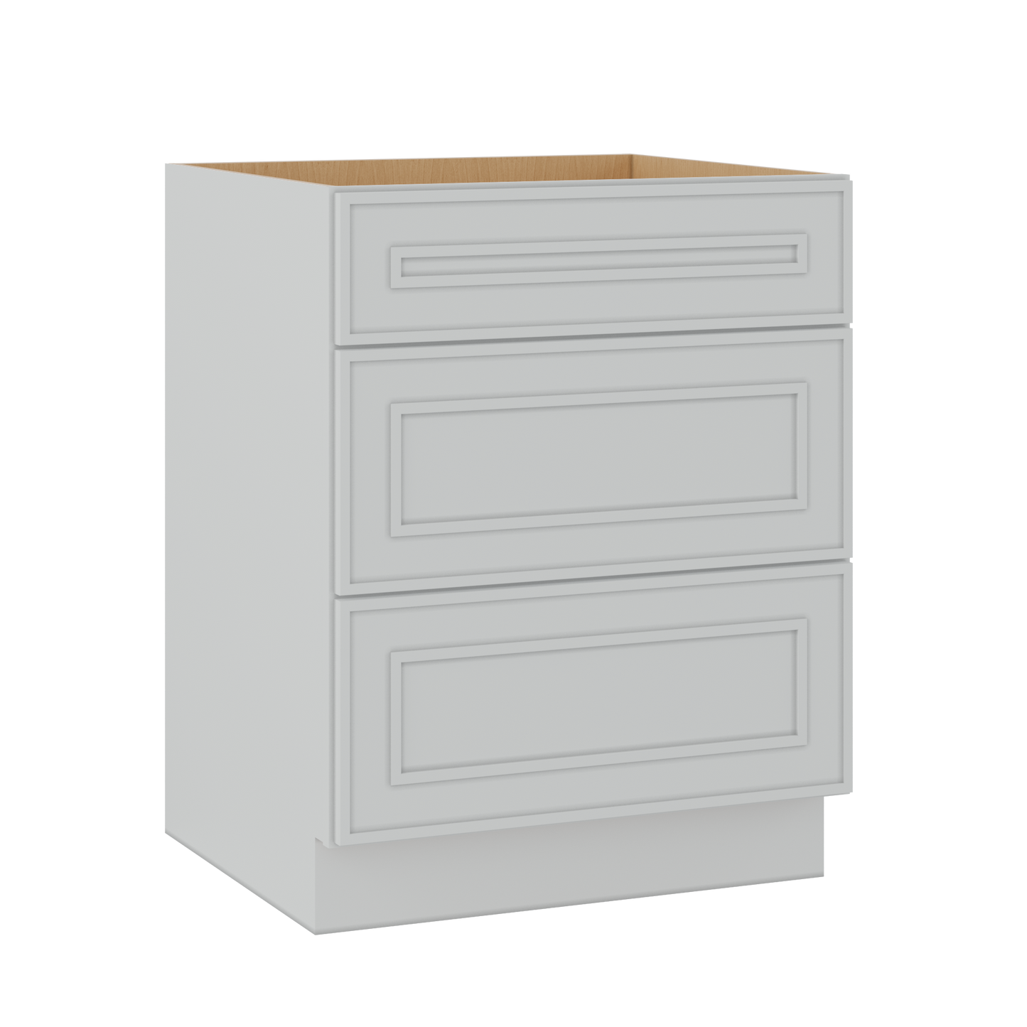 3 Drawer Base 12", 15", 18", 21", 24" & 30" Wide White Elegant Oak Craftsman Shaker 1-1/4" Overlay Base Cabinet