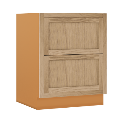 White Oak Shaker Inset Two Drawer Base Cabinet - Two Drawers - 12" - 36"  - Special Order