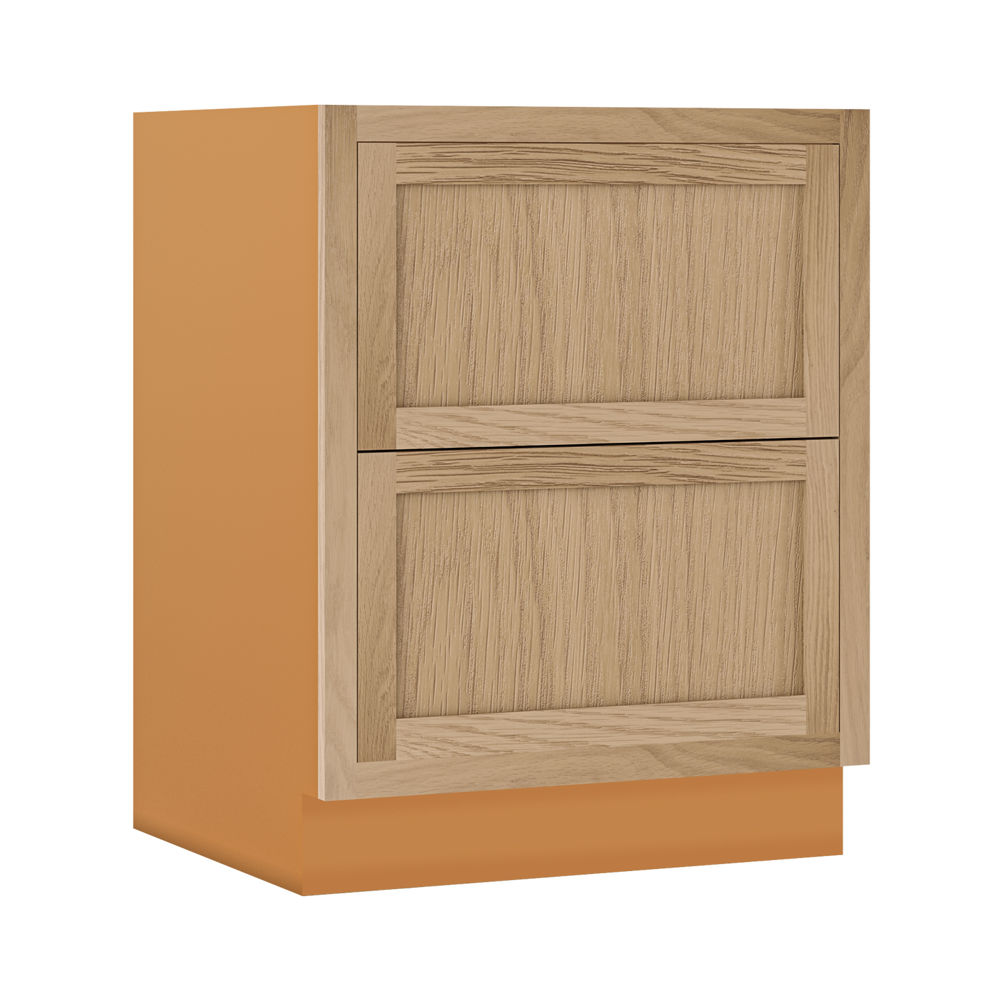 White Oak Shaker Inset Two Drawer Base Cabinet - Two Drawers - 12" - 36"  - Special Order