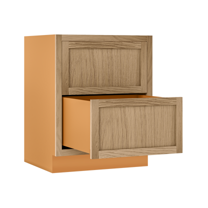 White Oak Shaker Inset Two Drawer Base Cabinet - Two Drawers - 12" - 36"  - Special Order