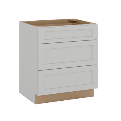 12", 15", 18", 21", 24", 30" & 36" Three Drawer Base Cabinet | RTA Unassembled | Northpoint Polar White Full Overlay