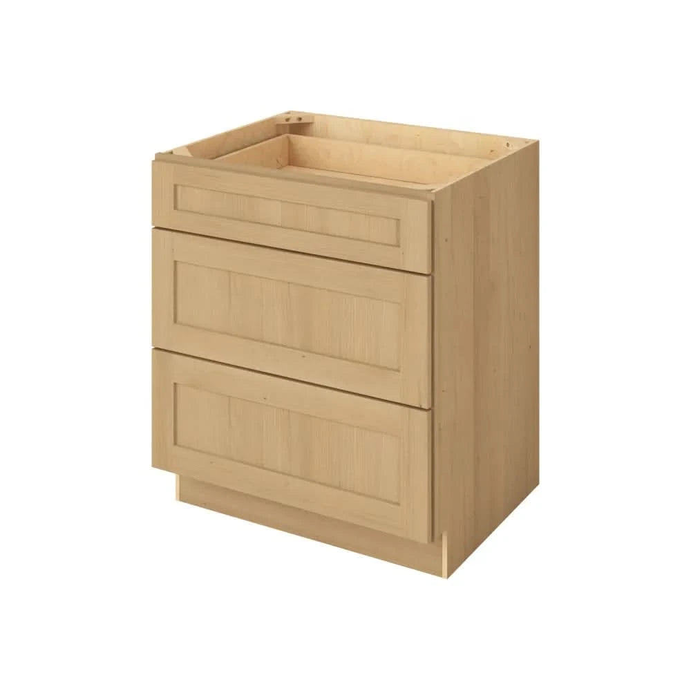 2 Drawer Base Cabinet 30" & 36" Wide Sandstone Birch Shaker 1-1/4" Overlay