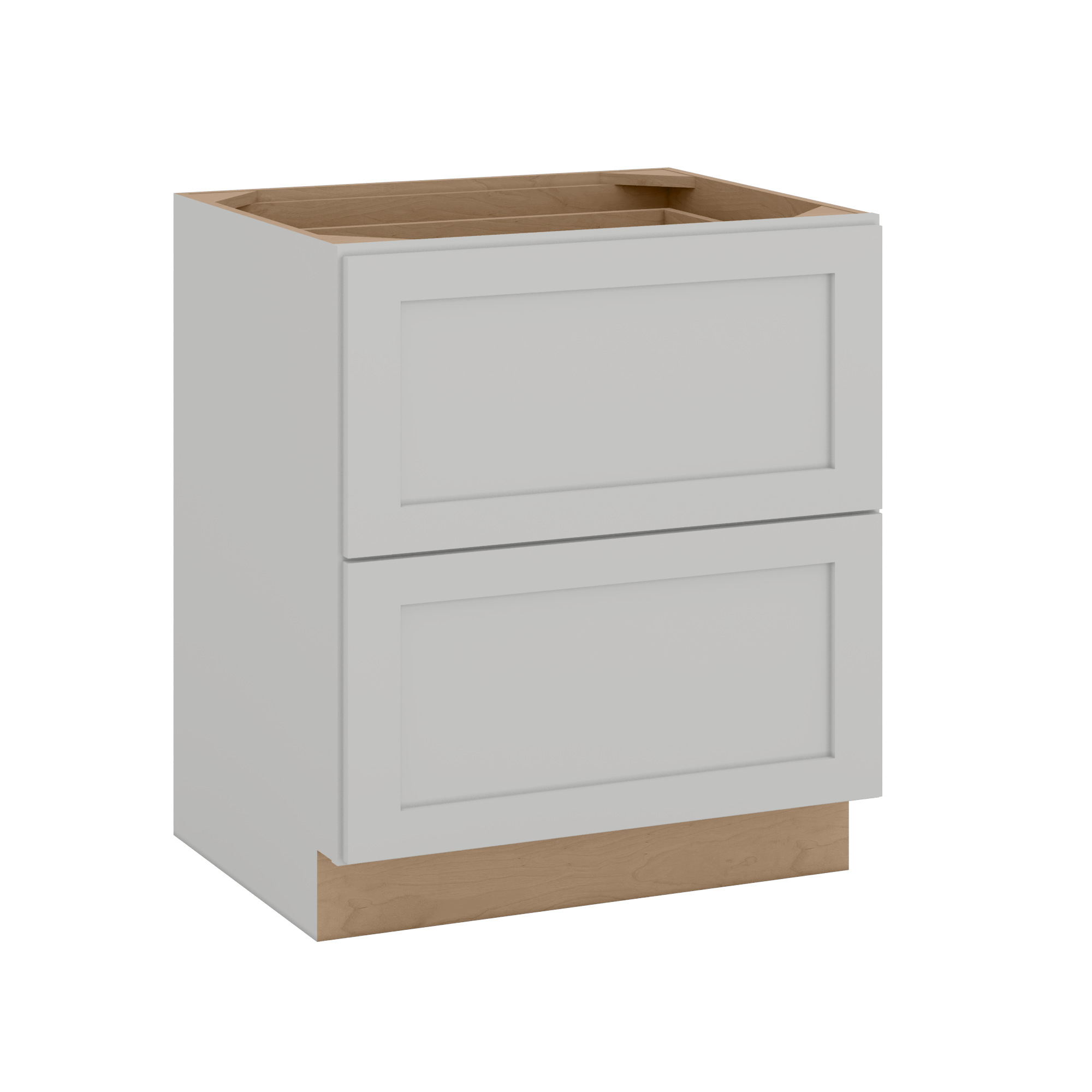 30" & 36" Two Drawer Base Cabinet | RTA Unassembled | Premium Shaker White Full Overlay