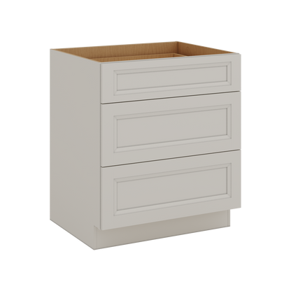 27LGDS Laguna Gray Double Shaker 3 Drawer Base Cabinet 12", 15", 18", 21", 24", 30", 33" & 36" Wide