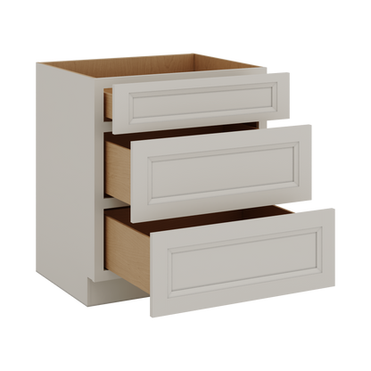 27LGDS Laguna Gray Double Shaker 3 Drawer Base Cabinet 12", 15", 18", 21", 24", 30", 33" & 36" Wide