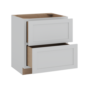 30" & 36" Two Drawer Base Cabinet | RTA Unassembled | Premium Shaker White Full Overlay