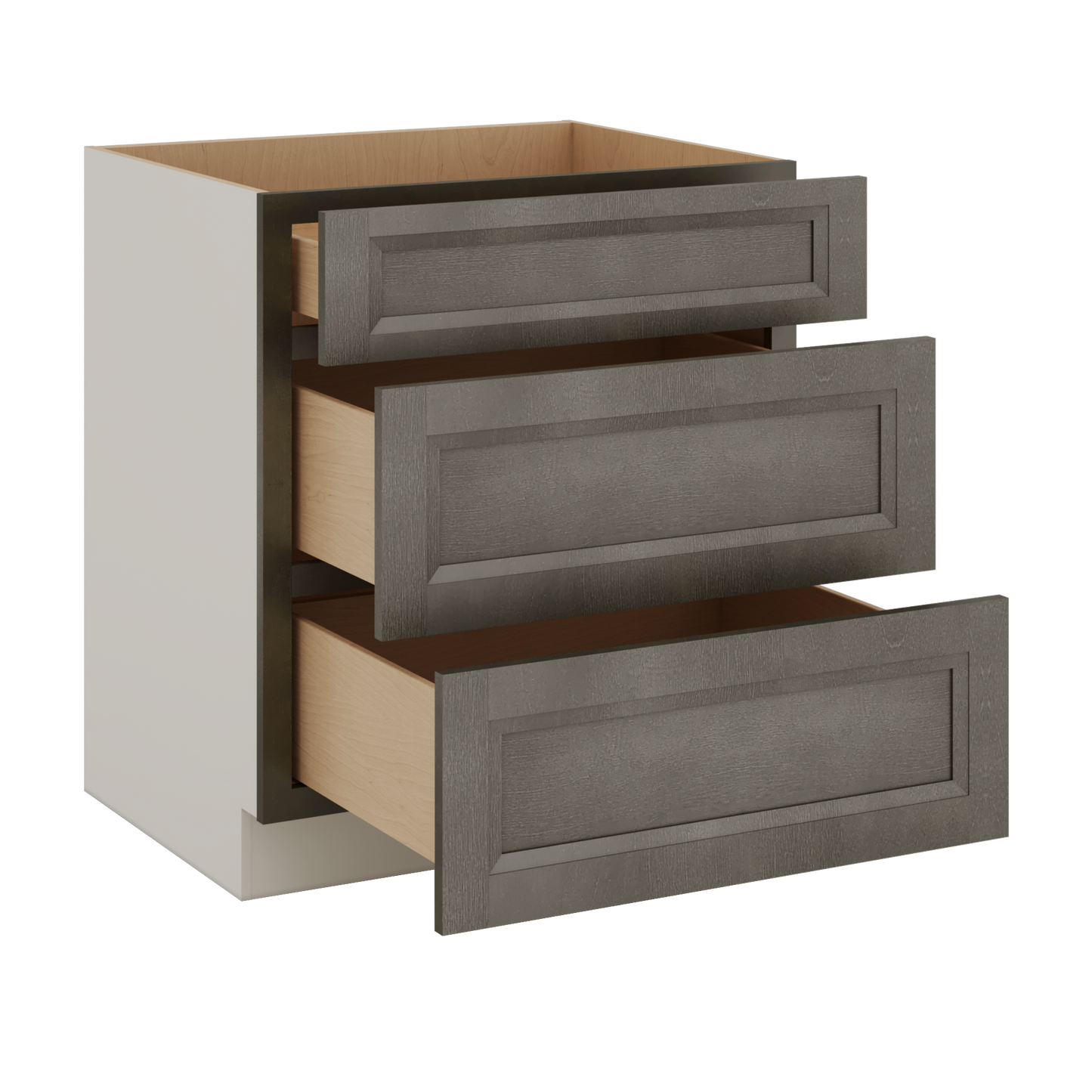 Huntington Cinder Double Shaker 3 Drawer Base Cabinet 12", 15", 18", 21", 24", 30", 33" & 36" Wide