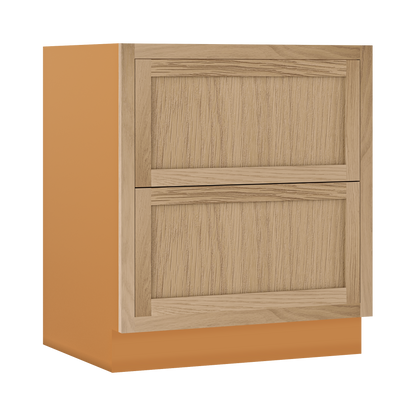 White Oak Shaker Inset Two Drawer Base Cabinet - Two Drawers - 12" - 36"  - Special Order