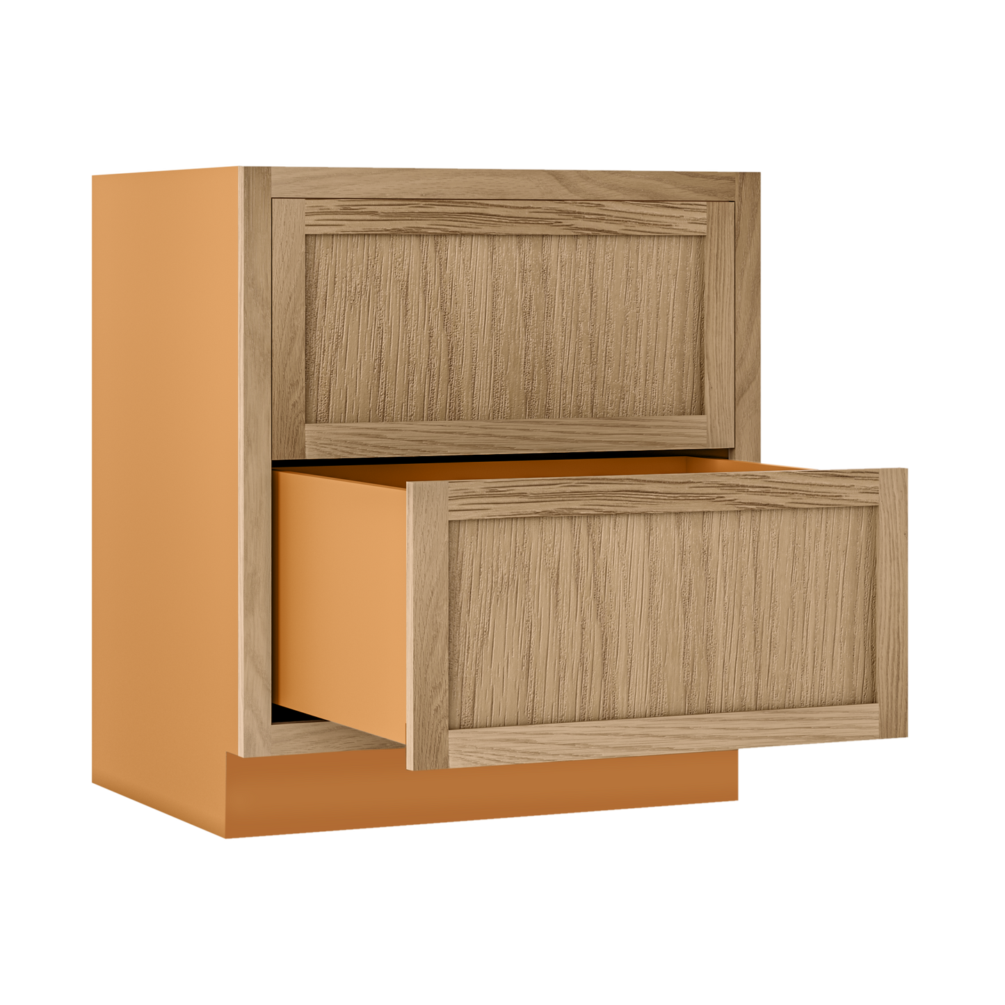 White Oak Shaker Inset Two Drawer Base Cabinet - Two Drawers - 12" - 36"  - Special Order
