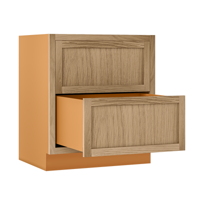 White Oak Shaker Inset Two Drawer Base Cabinet - Two Drawers - 12" - 36"  - Special Order