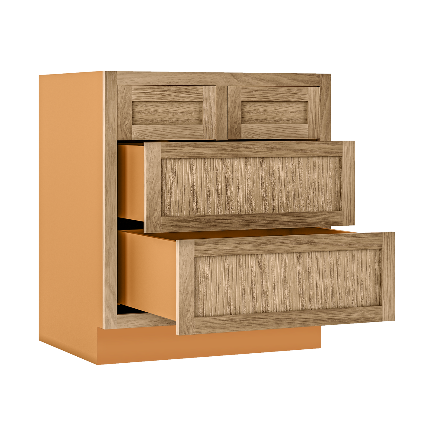 White Oak Shaker Inset Four Drawer Base Cabinet - 30", 33" & 36"