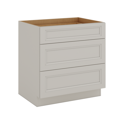 27LGDS Laguna Gray Double Shaker 3 Drawer Base Cabinet 12", 15", 18", 21", 24", 30", 33" & 36" Wide