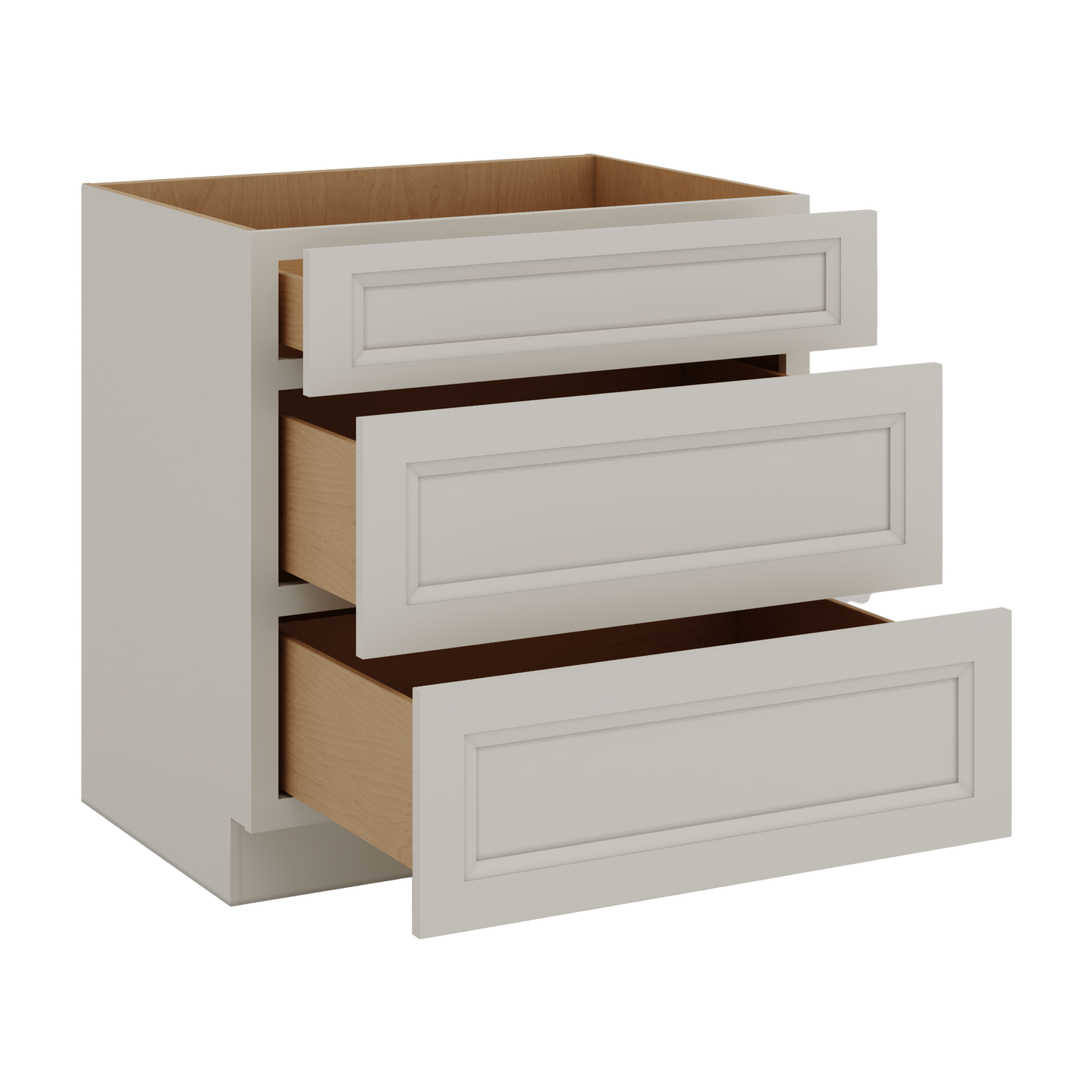 27LGDS Laguna Gray Double Shaker 3 Drawer Base Cabinet 12", 15", 18", 21", 24", 30", 33" & 36" Wide
