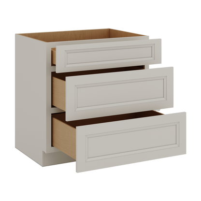 27LGDS Laguna Gray Double Shaker 3 Drawer Base Cabinet 12", 15", 18", 21", 24", 30", 33" & 36" Wide