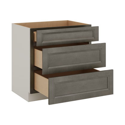 Huntington Cinder Double Shaker 3 Drawer Base Cabinet 12", 15", 18", 21", 24", 30", 33" & 36" Wide