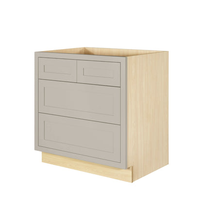 Tuscan Gray Shaker Inset Drawer Base Cabinet - 30"- 33"
