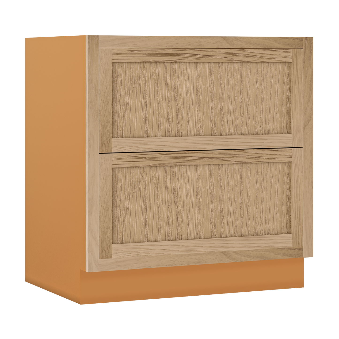 White Oak Shaker Inset Two Drawer Base Cabinet - Two Drawers - 12" - 36"  - Special Order